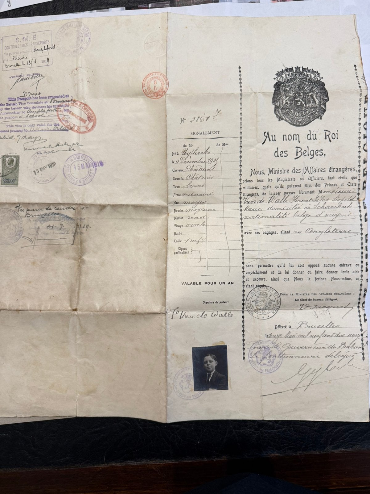 Oud paspoort 1919 uytkerke engeland, Enlèvement ou Envoi