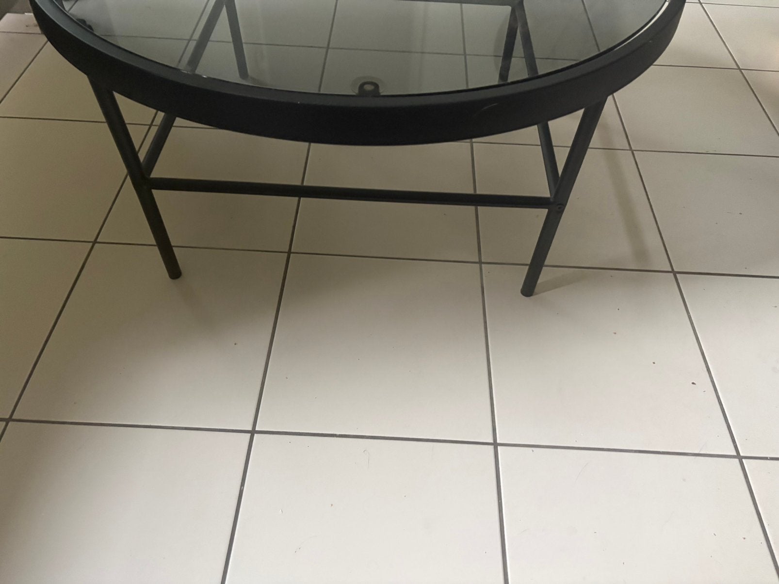 Table de salon metal et verre diamètre 80 cm, Enlèvement, Utilisé, Verre