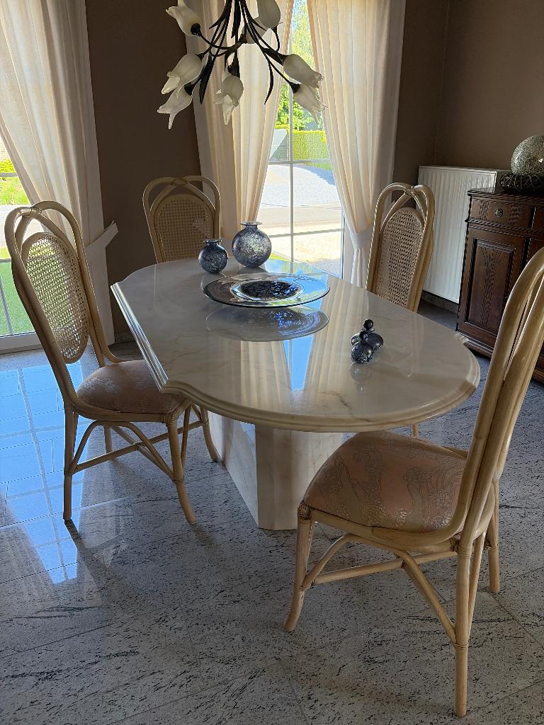 Marmeren tafel White Estremoz, Marmer klassiek, Comme neuf, 100 à 150 cm, Enlèvement