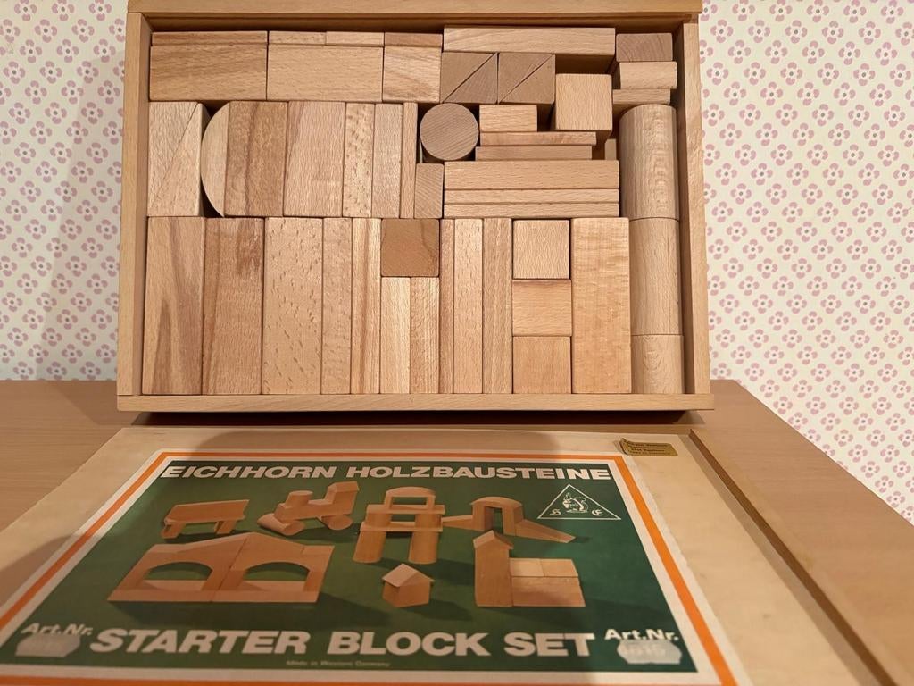 vintage Eichhorn Holzbausteine "Starter Block Set" uit West-, Antiek en Kunst, Ophalen