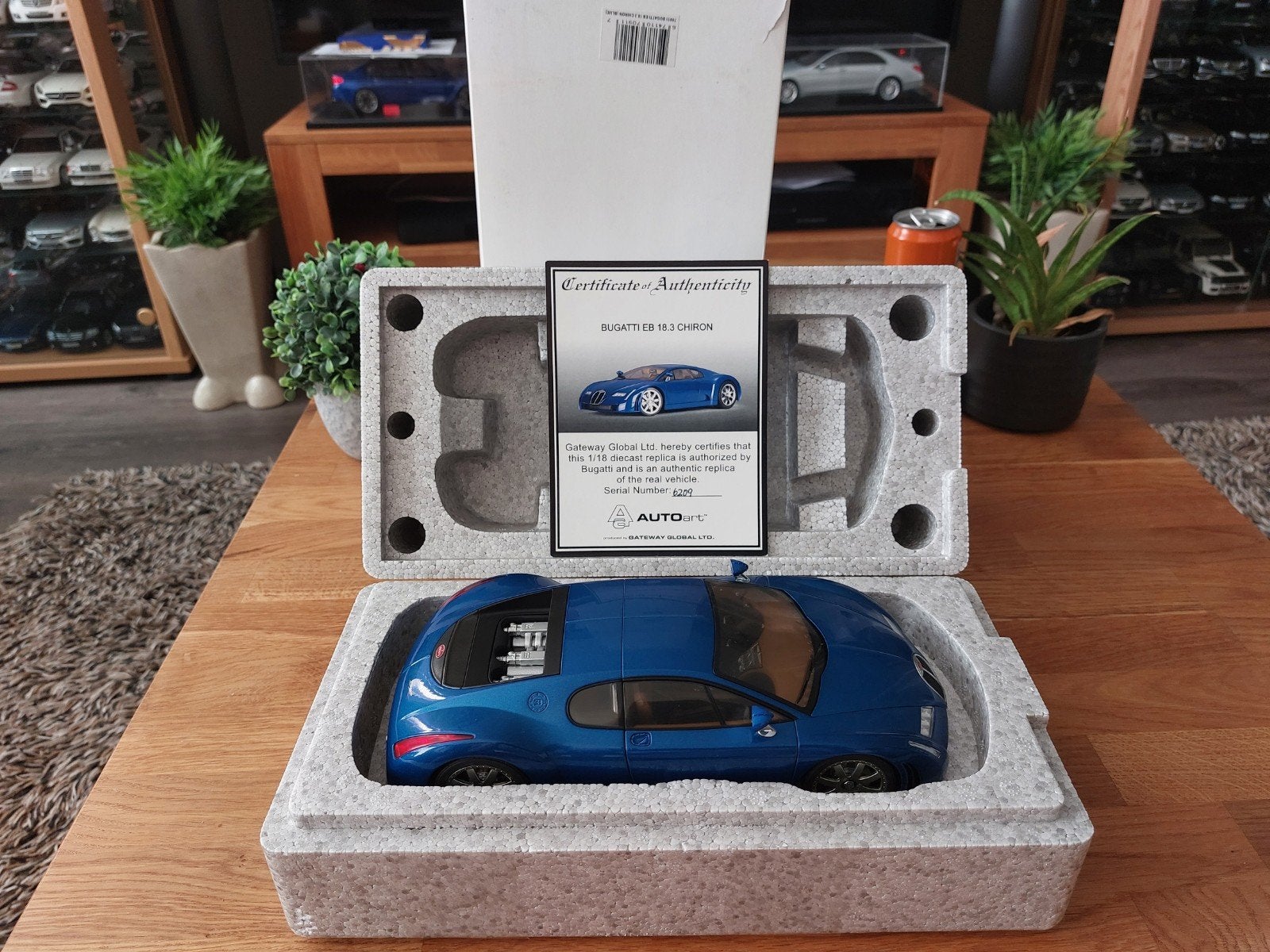 Autoart 70911 1/18 Bugatti EB 18.3 Chiron Blue, Hobby en Vrije tijd, Modelauto's | 1:18, Ophalen of Verzenden, Zo goed als nieuw