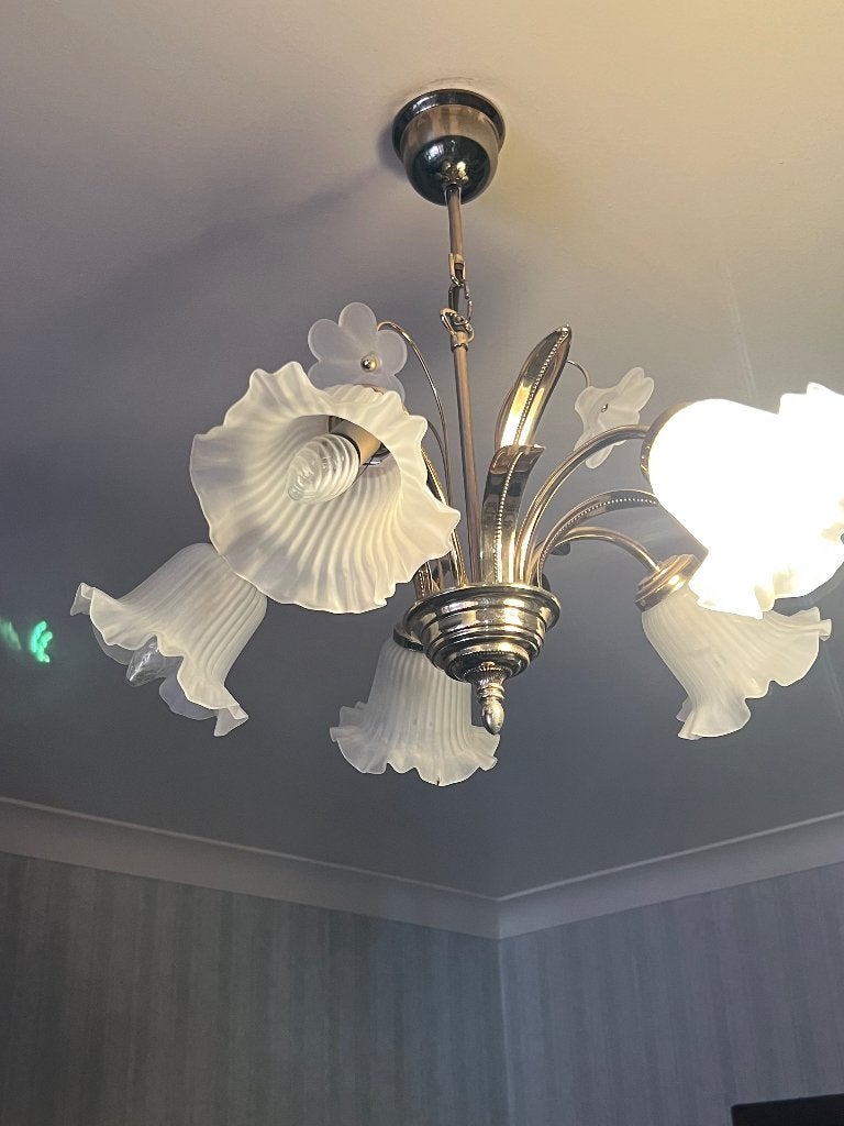 Prachtige klassieke kristallen luster / kroonluchter, Ophalen, Zo goed als nieuw, Glas, Klassiek
