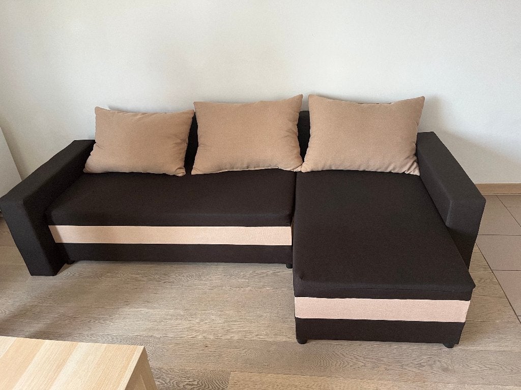 Hoekbank om te bouwen tot slaapbank, Huis en Inrichting, Ophalen, 125 tot 150 cm, Hoekbank, Driepersoons