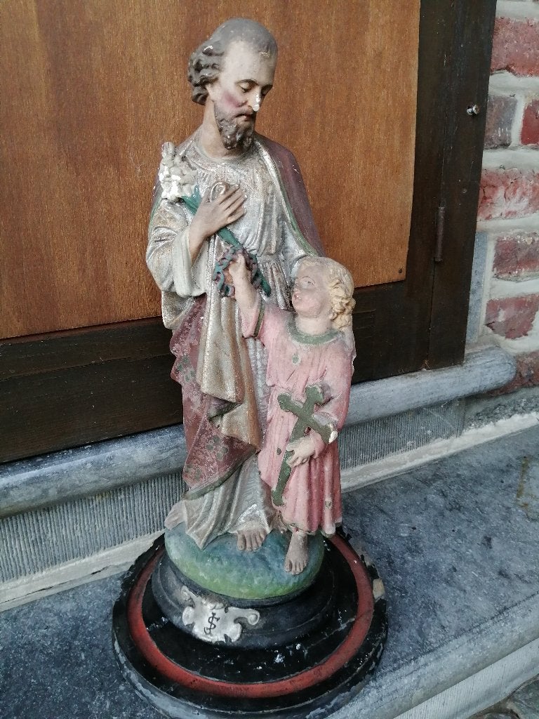 Statue de Saint Joseph avec enfant, Antiquités & Art, Enlèvement ou Envoi