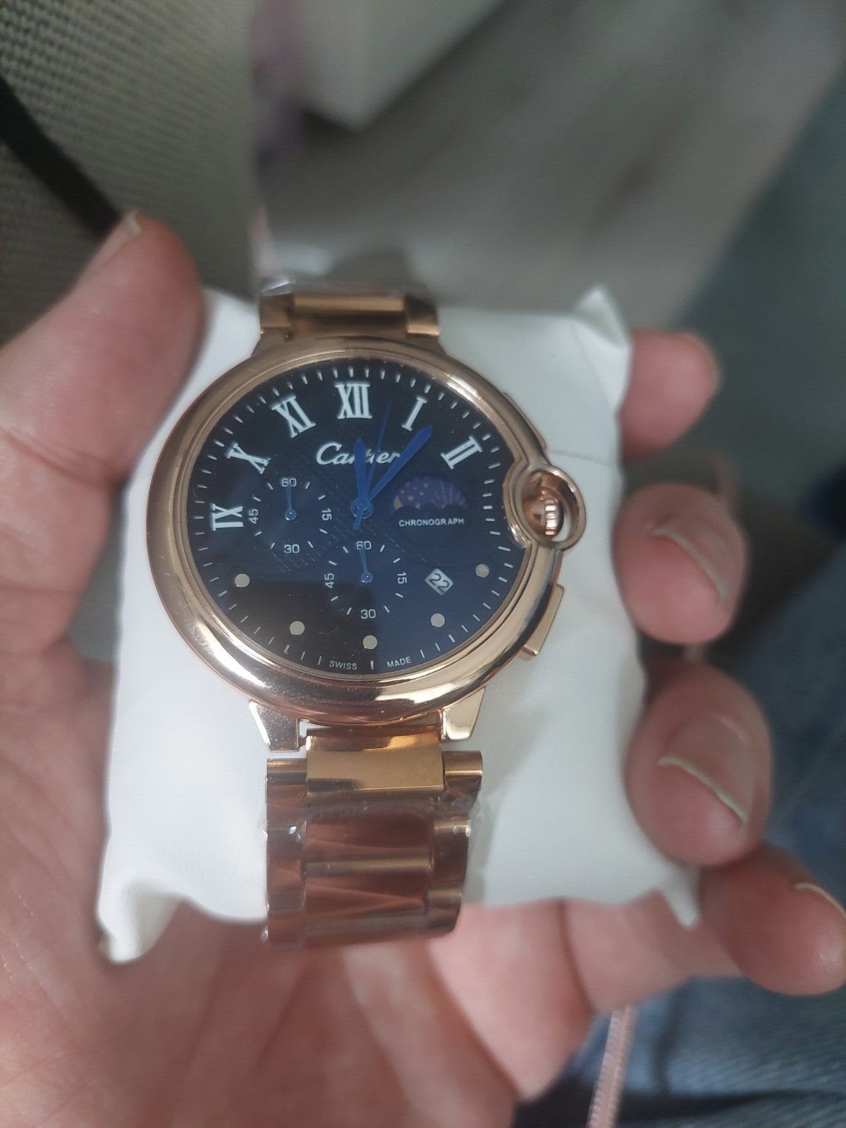Cartier Ballon gold black de Cartier Moonphase, Overige merken, Staal, Staal, Polshorloge