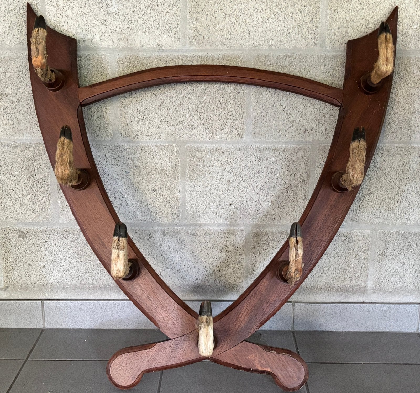 Vintage jachtkapstok met hertenpootjes (7 haken) – Rustiek, Antiek en Kunst, Ophalen, Hout, Wanddecoratie