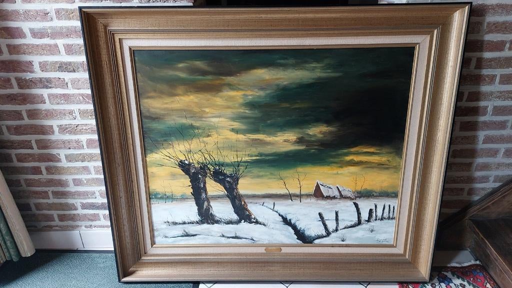 Grande peinture de Freddy Baeten avec un beau cadre., Enlèvement