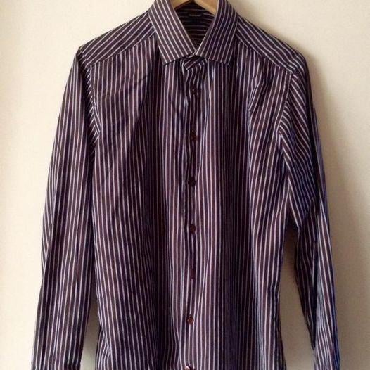 Sorbino gestreept overhemd heren L, Kleding | Heren, Overhemden, Ophalen of Verzenden, Zo goed als nieuw, Blauw, Halswijdte 41/42 (L)