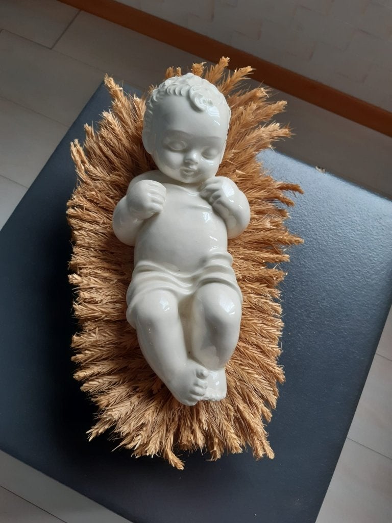 Porseleinen beeld van slapend kindje Jezus, Antiek en Kunst, Ophalen of Verzenden