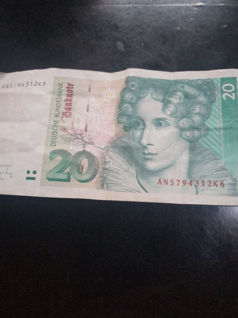 Duits 20 Mark Bill Anette tegen Droste +4917647864455, Postzegels en Munten, Ophalen of Verzenden, Duitsland, Los biljet