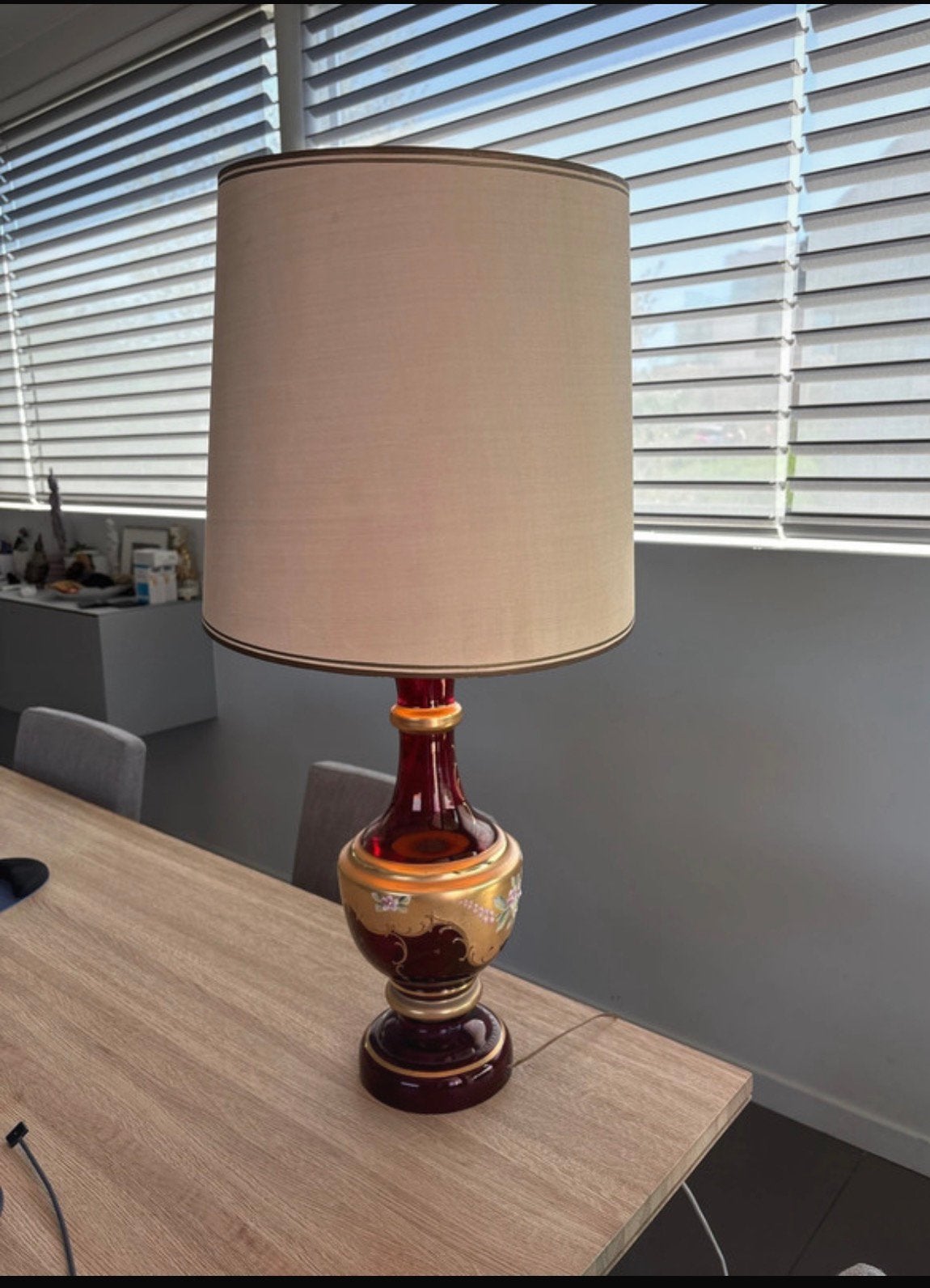 Lamp met bloemdecoratie, Ophalen, Gebruikt, Goud, 80 cm