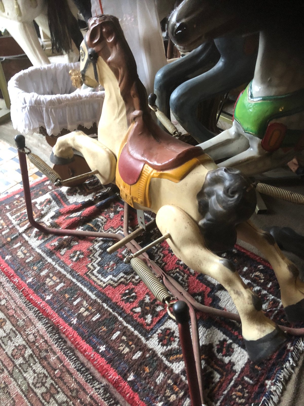 Zeer oud metalen schommelpaard, Antiek en Kunst, Ophalen