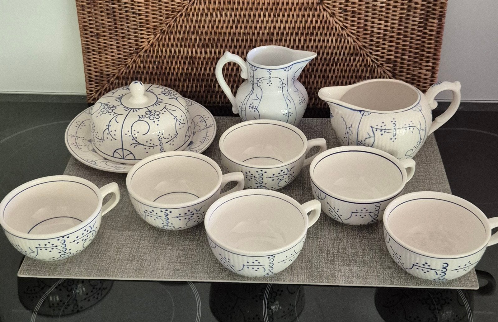 Vintage 9 delig servies Boch Copenhague, Antiek en Kunst, Ophalen