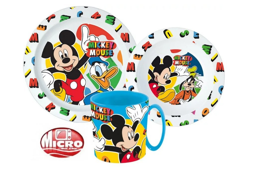 Mickey Mouse Kinderservies met Mok - Magnetron - Disney, Ophalen of Verzenden, Nieuw