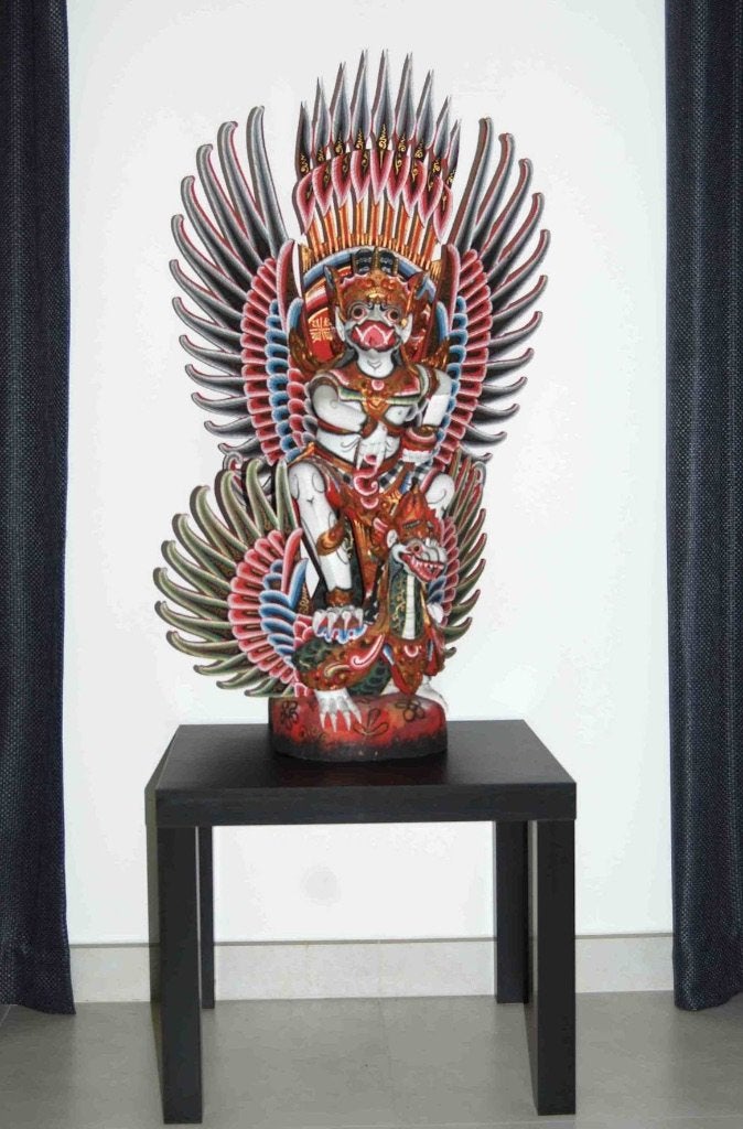 Statue orientale en bois exclusive, très décorative, Antiquités & Art, Enlèvement ou Envoi
