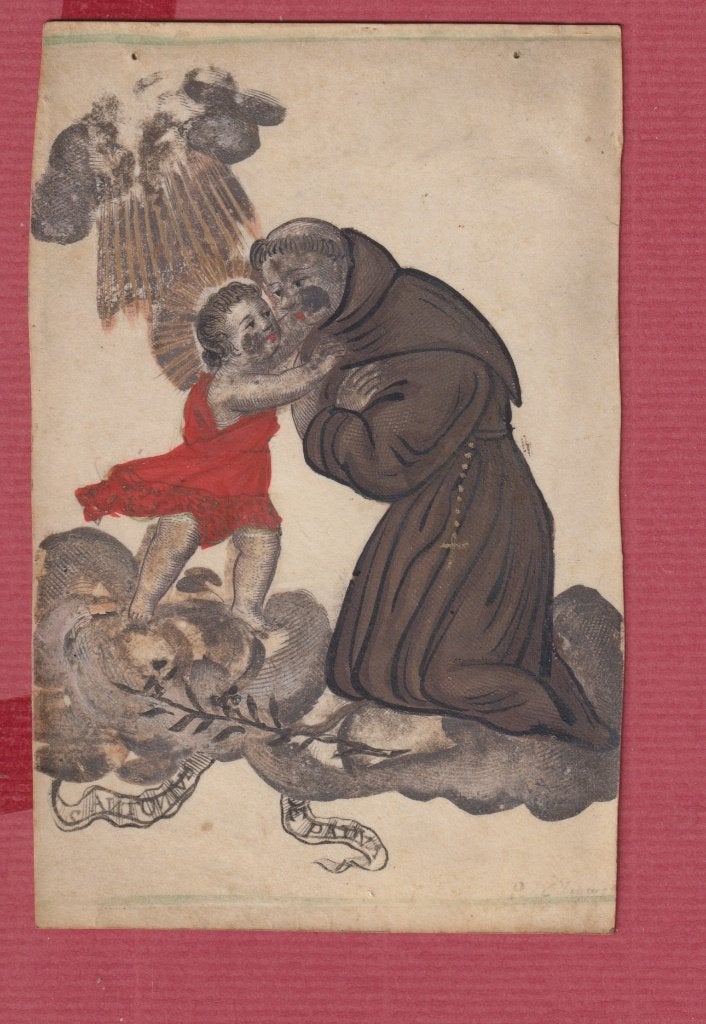OUD VELLUM HEILIGENPRENTJE ANTONIUS PADUA, Enlèvement ou Envoi, Image pieuse