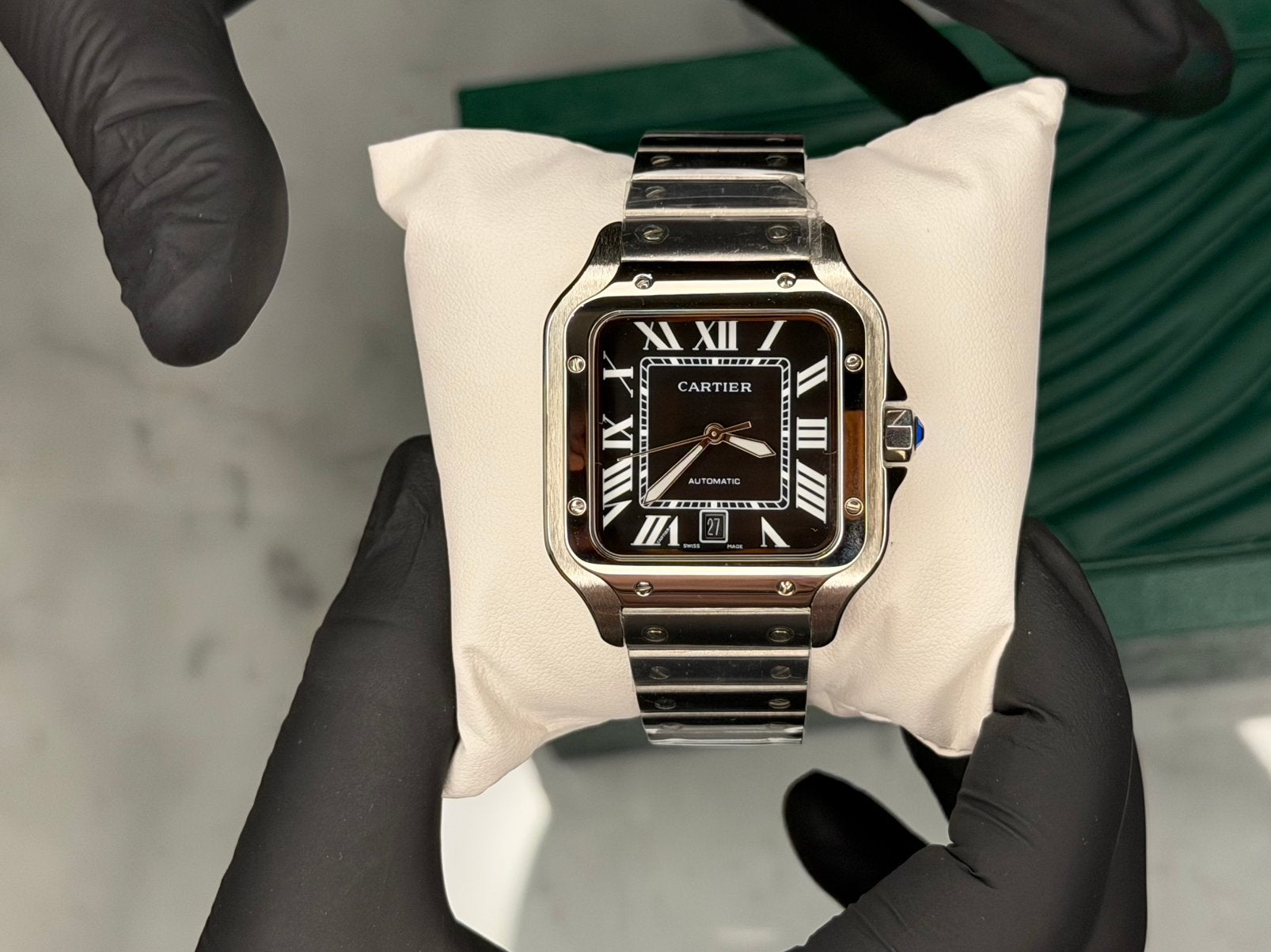 Cartier Santos black dial, Ophalen of Verzenden, Zo goed als nieuw