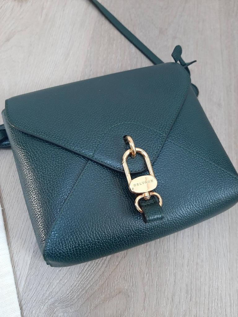 Sac à main Delvaux Grelon vert foncé, bel état, Enlèvement ou Envoi, Sac à main