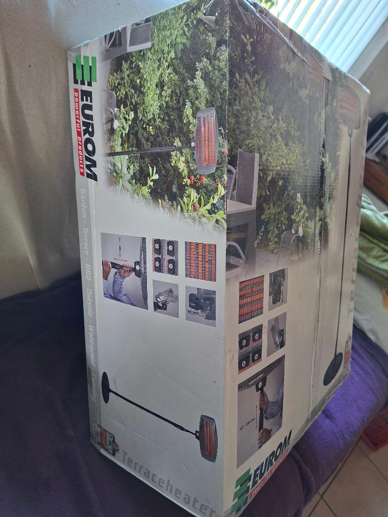 Radiateur de terrasse Eurom 2000W (dans une boîte), Électrique, Sol, Comme neuf, Enlèvement
