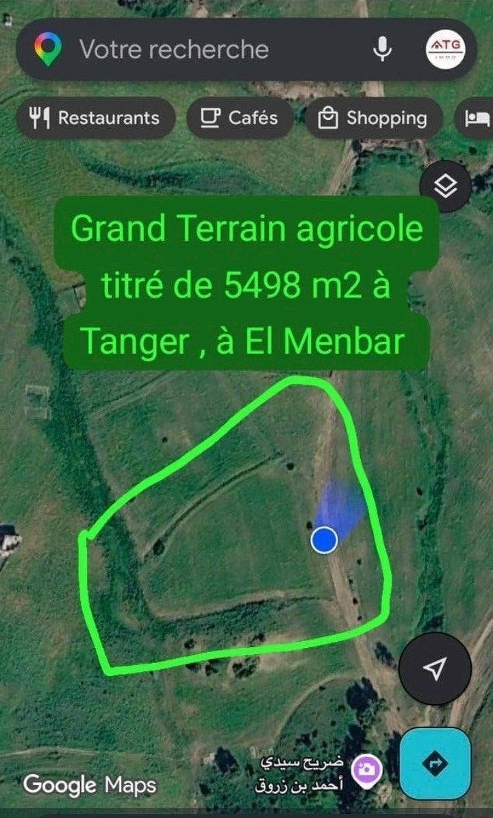 À Vendre – Grand Terrain Agricole titré de 5498 m² à Tanger, Tanger Maroc, Ventes sans courtier, 1500 m² ou plus