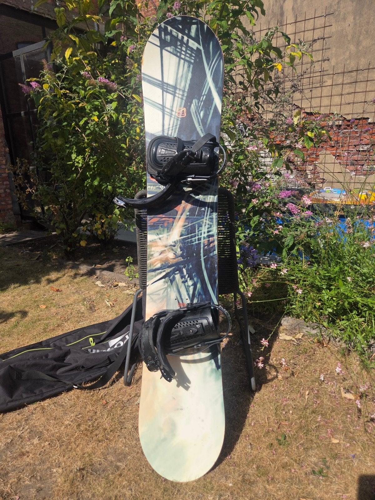 APO Line 158W snowboard + Union Force bindingen + draagzak, Sport en Fitness, Snowboarden, Ophalen of Verzenden, Board