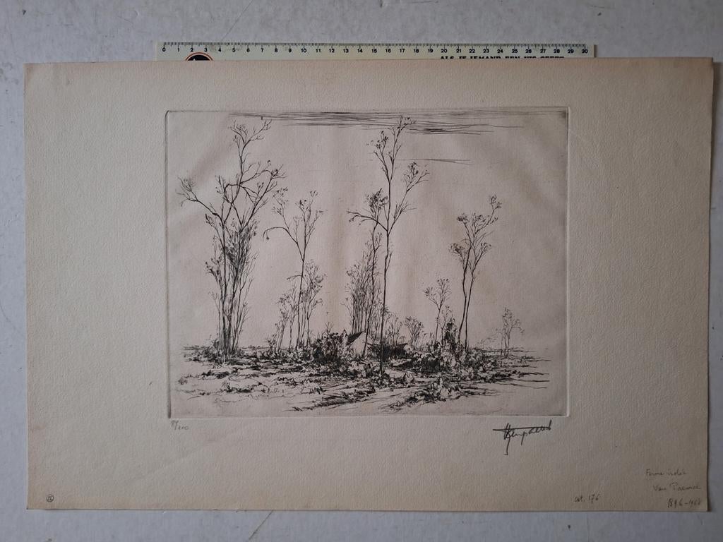 Ets Jules Vanpaemel "Ferme isolee" (Geïsoleerde hoeve)", Antiek en Kunst, Kunst | Etsen en Gravures, Ophalen of Verzenden