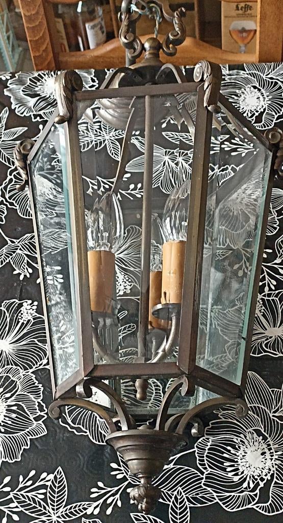 Grande Lampe suspendue vintage bronze et laiton, Enlèvement
