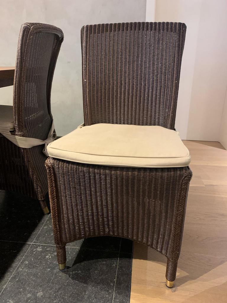6rieten stoelen met kussen, Ophalen, Bruin, Riet of Rotan, Zo goed als nieuw