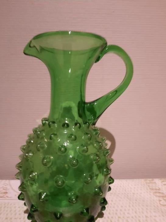 Decoratief groen vaasje - glas 19cm hoogte, Ophalen, Zo goed als nieuw, Groen, Glas