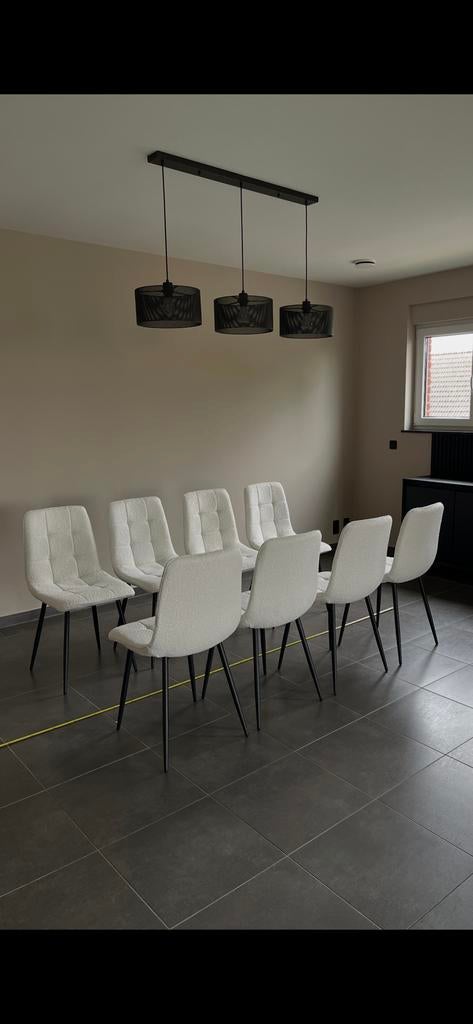 8 witte teddy stoelen, Huis en Inrichting, Ophalen, Wit, Zo goed als nieuw, Stof