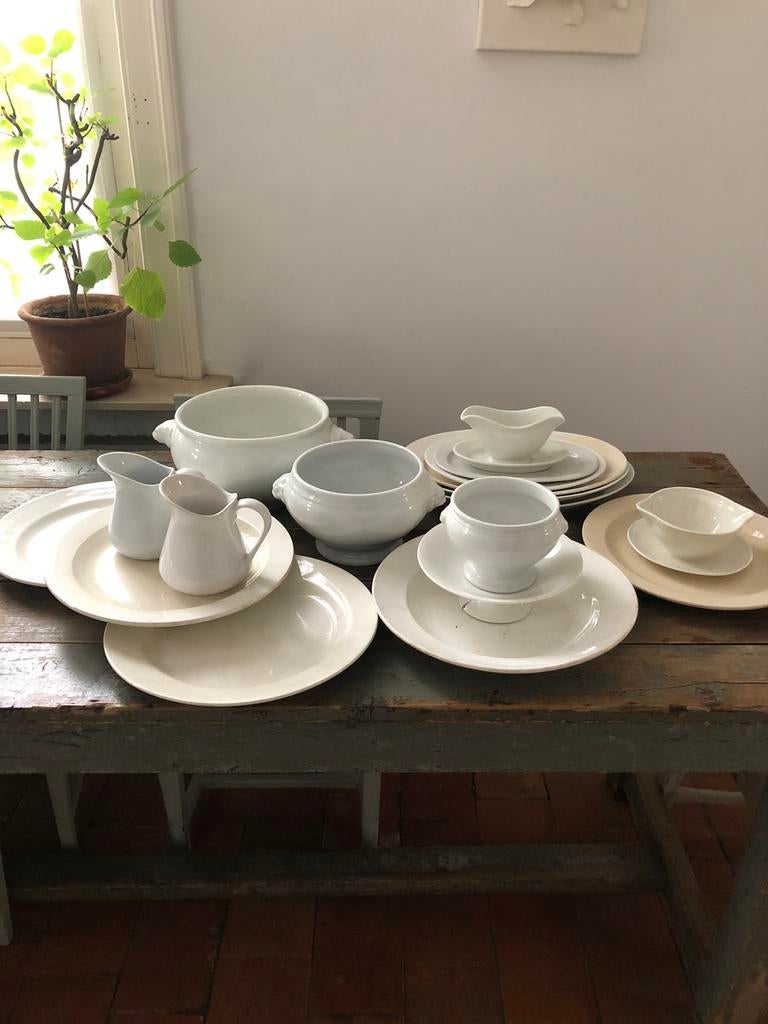 ALLERLEI ANTIEK WIT SERVIES TERRINE SCHAAL KOM KAN MOOI, Ophalen of Verzenden
