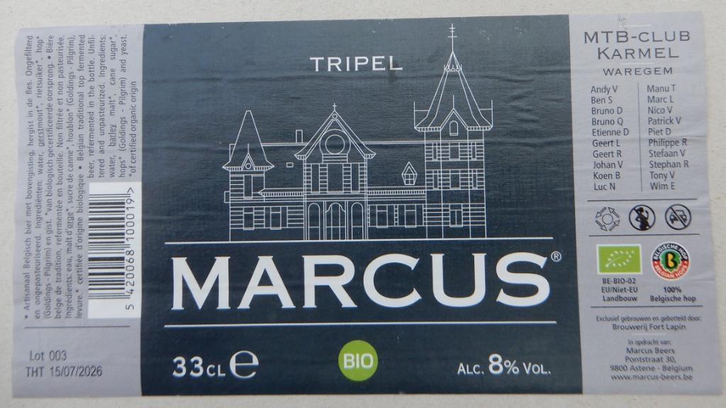Bieretiket Marcus Brouwerij Fort Lapin (8u3), Verzenden, Gebruikt