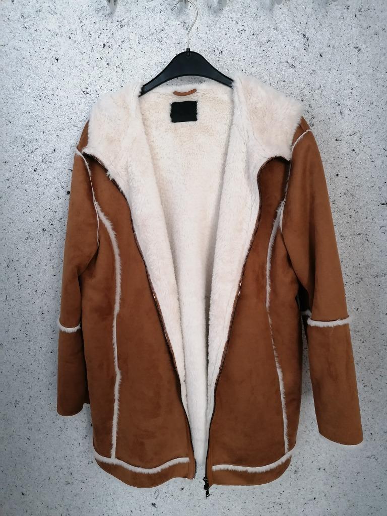 Warme damesjas met velours uitzicht, Taille 46/48 (XL) ou plus grande, Comme neuf, Brun, Enlèvement