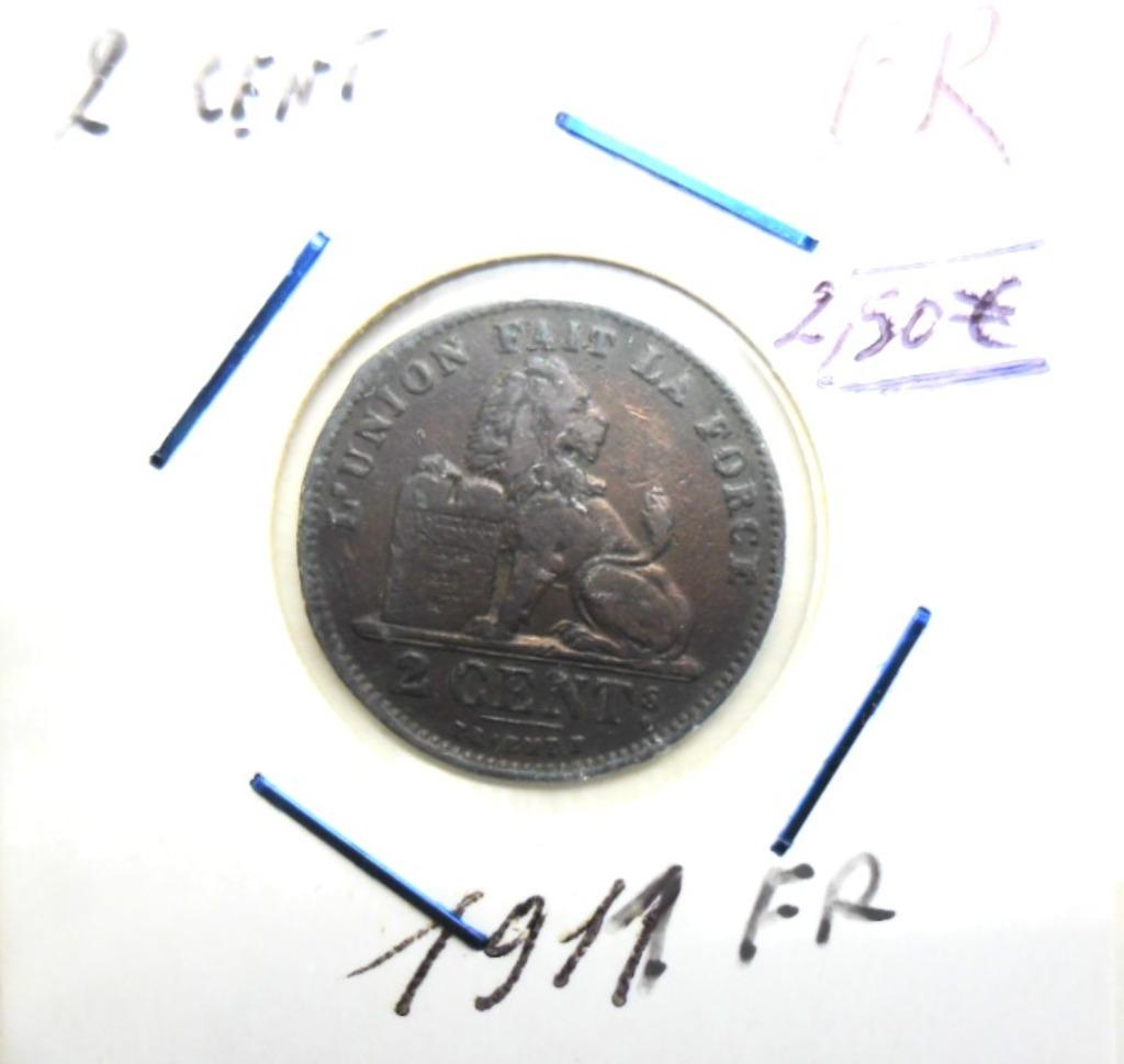 België 2 cent 1911 Fr TTB-valuta, Verzenden, Brons, Losse munt