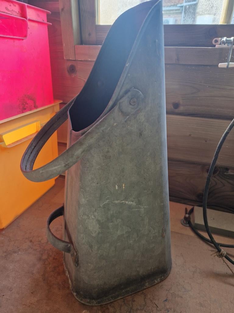 Antieke zinken kolenschop / kolenemmer – vintage deco of fun, Ophalen