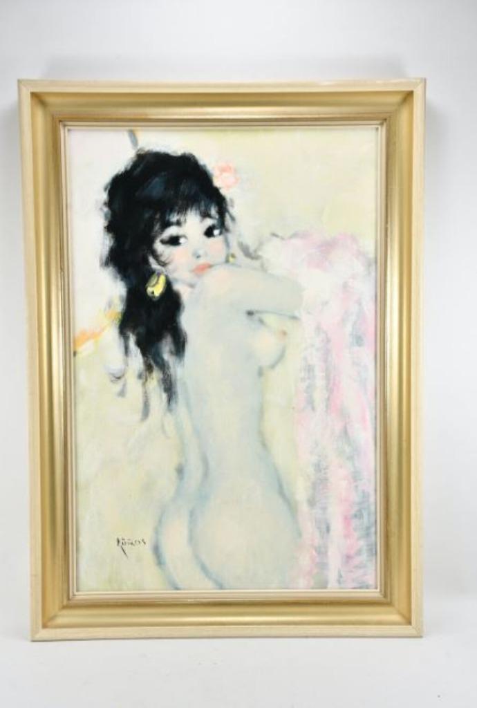 vintage Nederlands schilderij Köros naakt 60er j., Enlèvement ou Envoi, Maison et Meubles