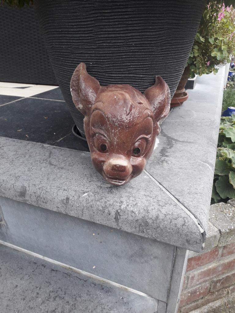 mooie betonnen bruine gekleurde bambi kop, Ophalen, Zo goed als nieuw, Beton, Dierenbeeld