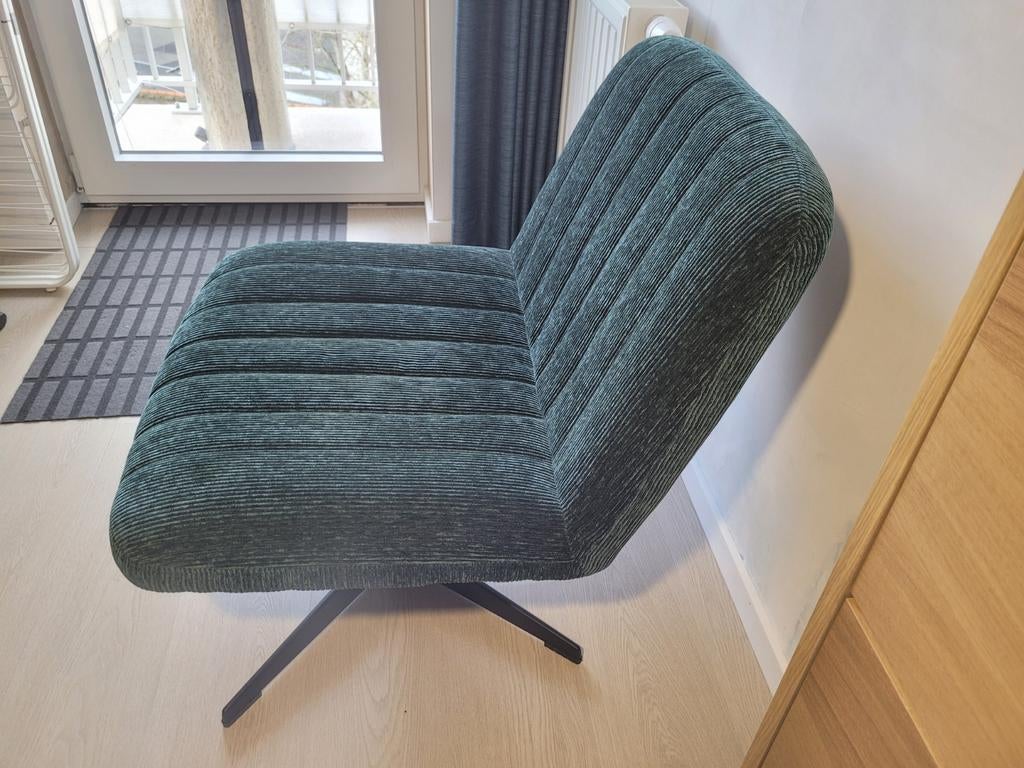Lounge chair 2 stuks Ribfluweel Groen (ophalen Oostende), Ophalen, Zo goed als nieuw, Overige kleuren, Twee