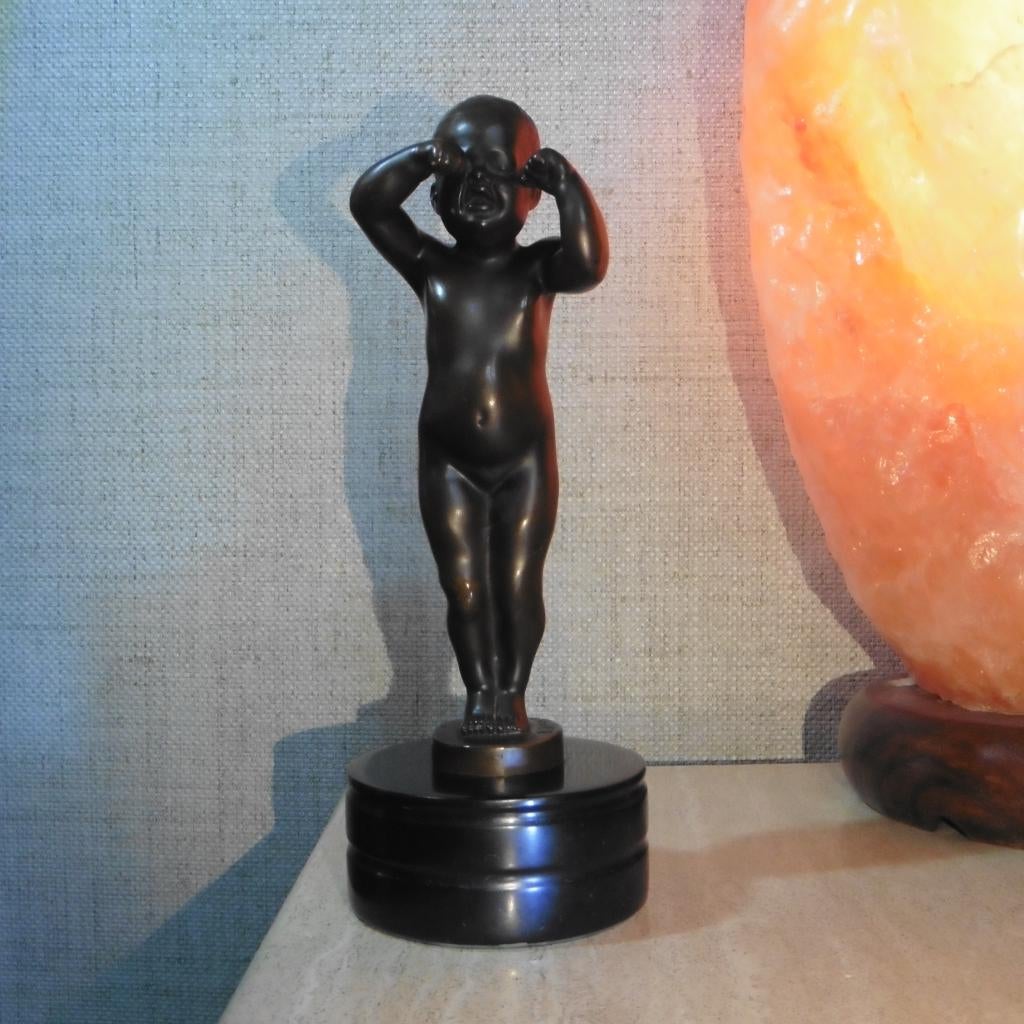 Brons huilend kind jugendstil crying baby vintage, Antiek en Kunst, Ophalen of Verzenden, Brons