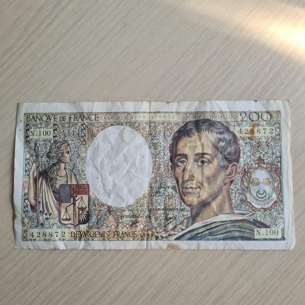 Bankbiljet van 200 frank Frankrijk, Postzegels en Munten, Ophalen of Verzenden, Frankrijk