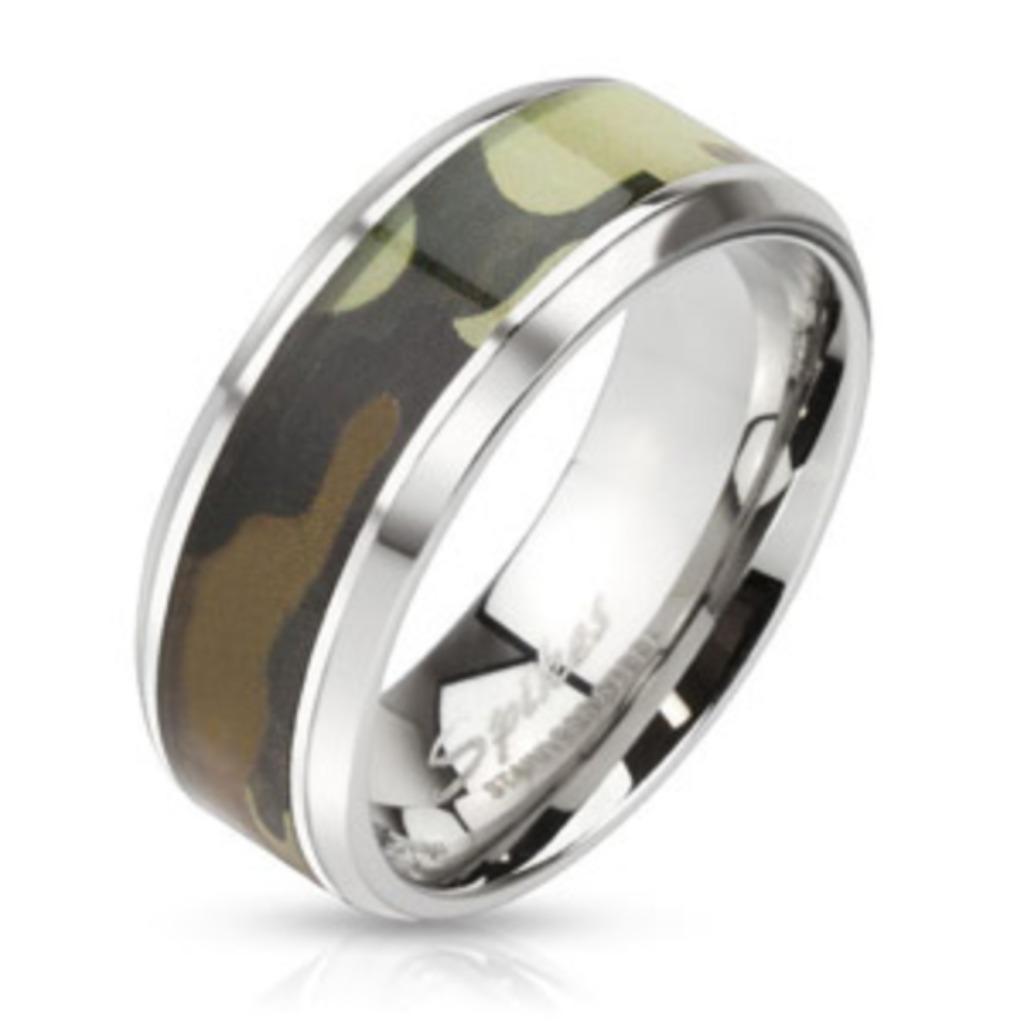 Bague homme camouflage en acier, Enlèvement ou Envoi, Neuf, Fer ou Acier, Homme