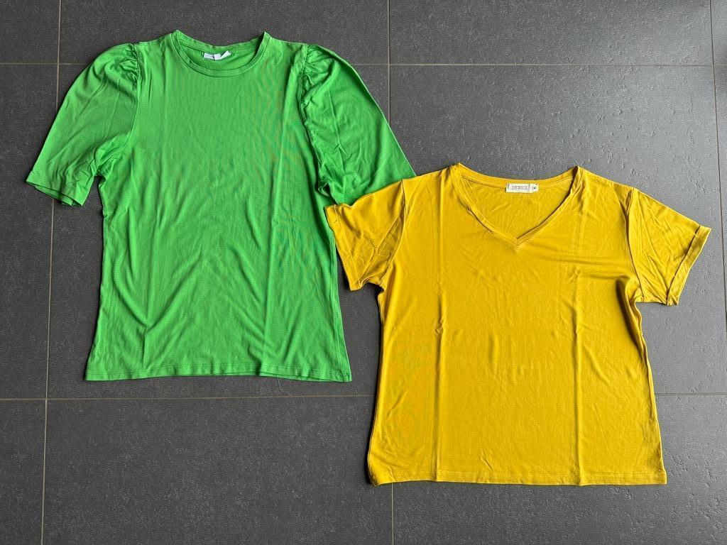 Set van 2 T-shirts groen en geel Senses Sora maat M, Maat 38/40 (M), Geel, Ophalen of Verzenden, Zo goed als nieuw