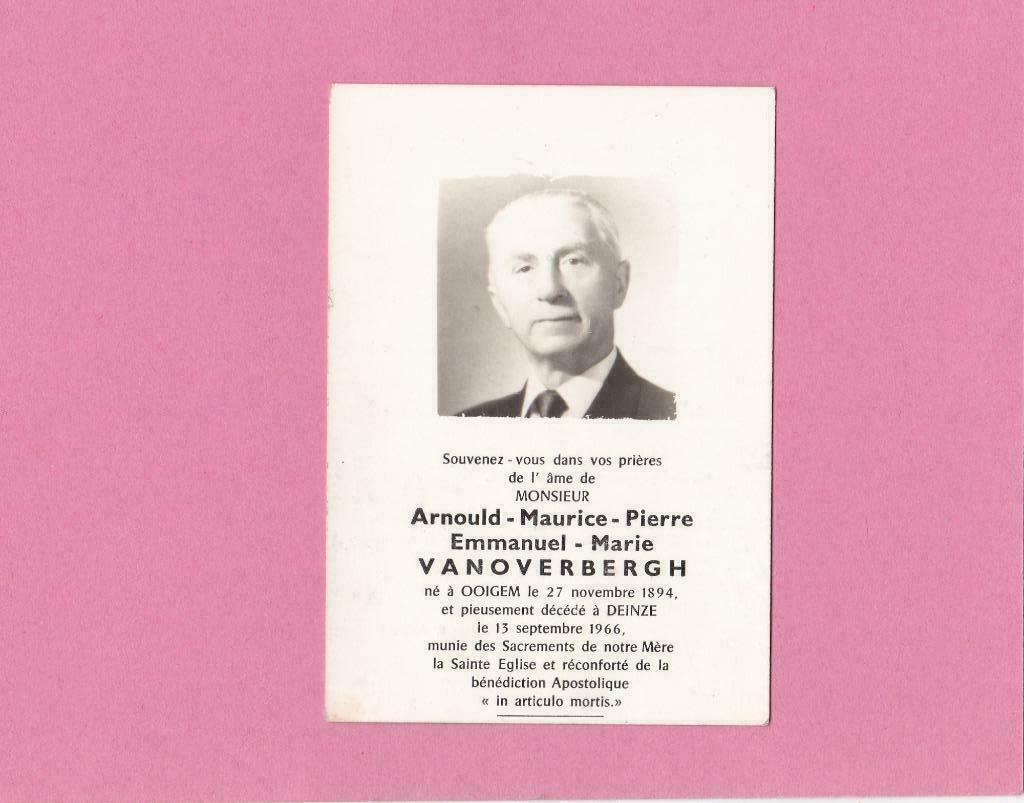 DP Arnould Vanoverbergh, Envoi, Image pieuse