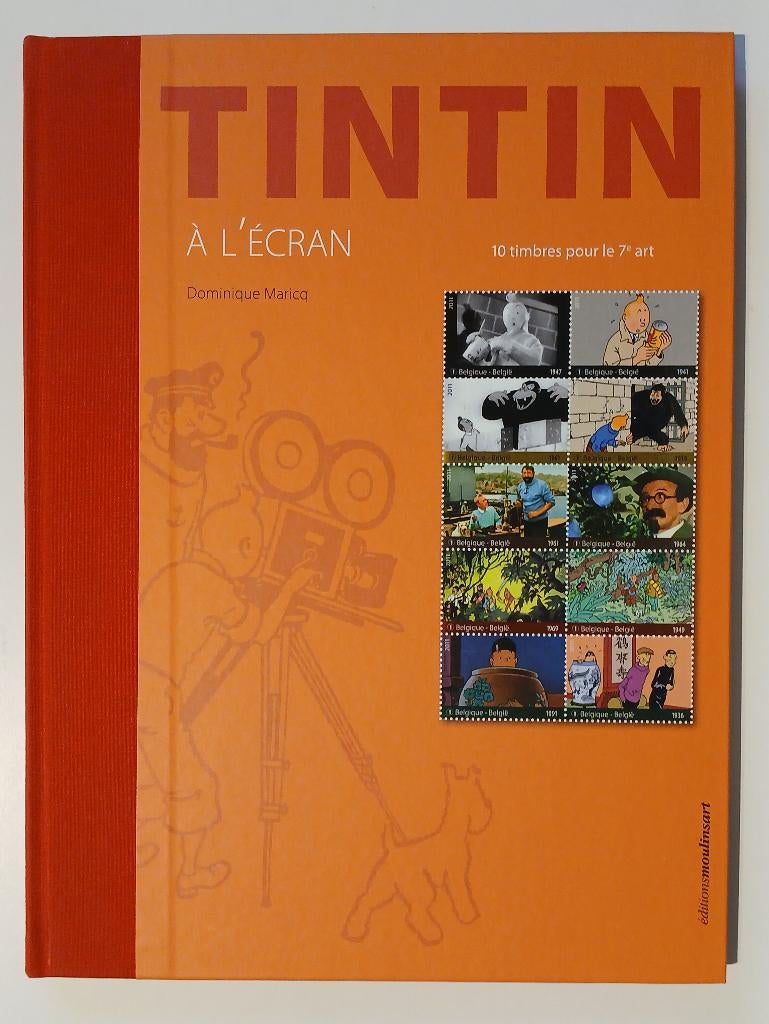 BD Tintin à l'écran 10 timbres Hergé dédicace Maricq, Neuf, Enlèvement ou Envoi, Une BD, Hergé