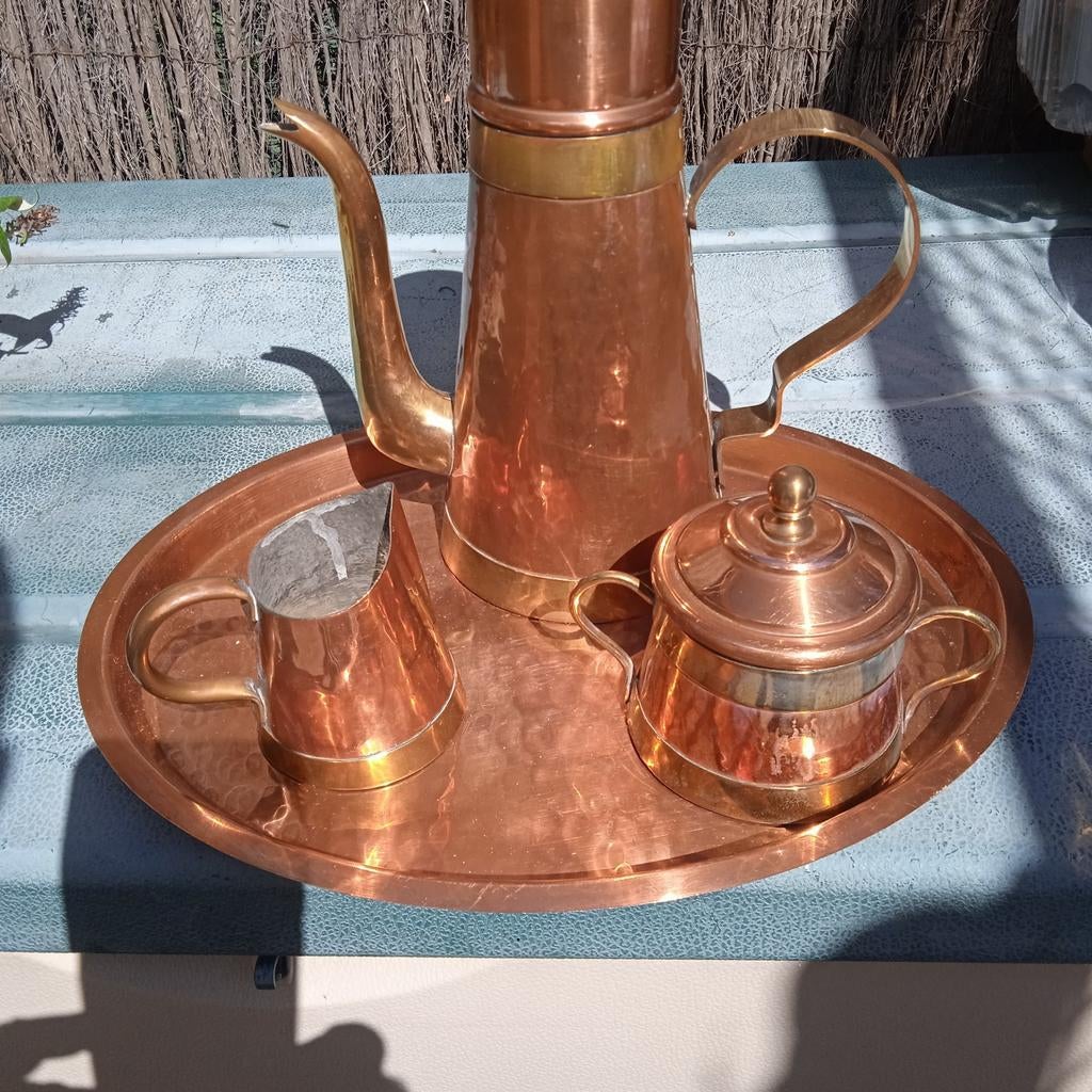Service à café vintage en cuivre, très bon état, Enlèvement ou Envoi, Comme neuf