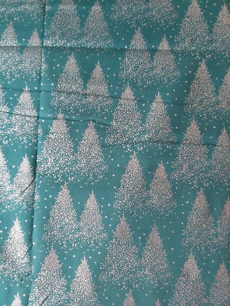 Katoenen stof - Kerst, Hobby en Vrije tijd, Stoffen en Lappen, Nieuw, Katoen, Groen, Ophalen of Verzenden