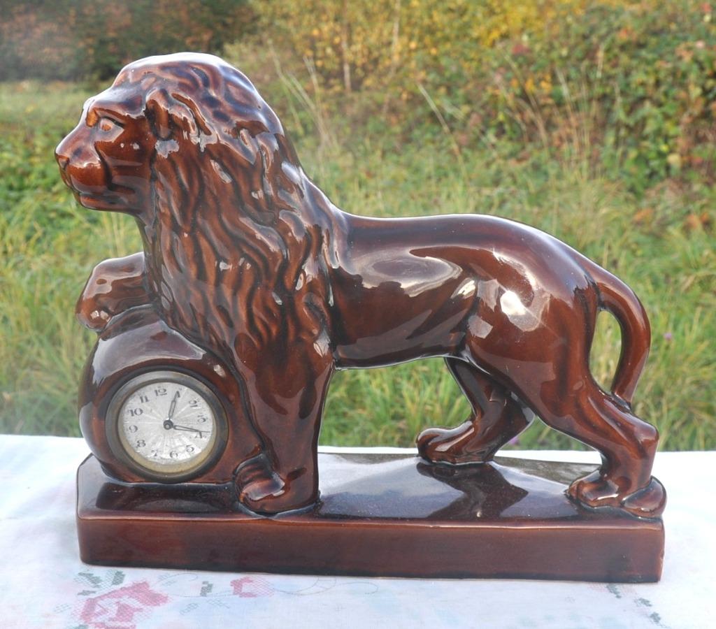 horloge en faience lion, Antiquités & Art, Antiquités | Horloges, Enlèvement ou Envoi