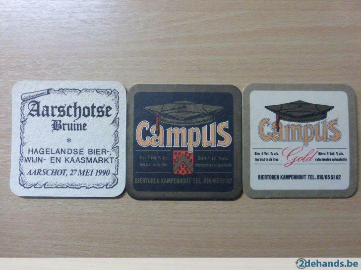 3 oude bierviltjes  brouwerij biertoren  campus, Verzamelen, Ophalen of Verzenden, Gebruikt