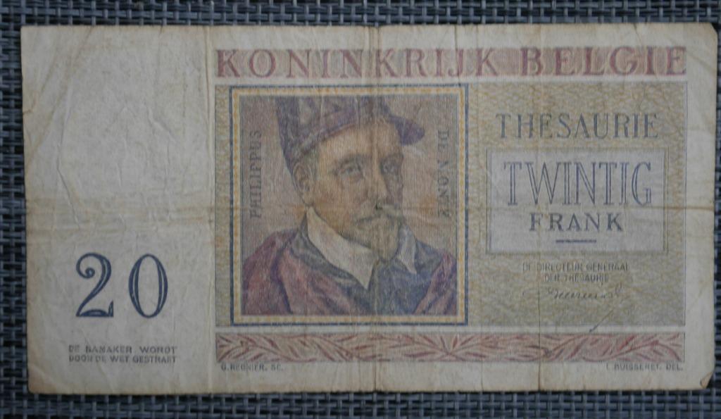 Billet 20 Francs Belgique 03.04.56, Enlèvement ou Envoi, Billets en vrac