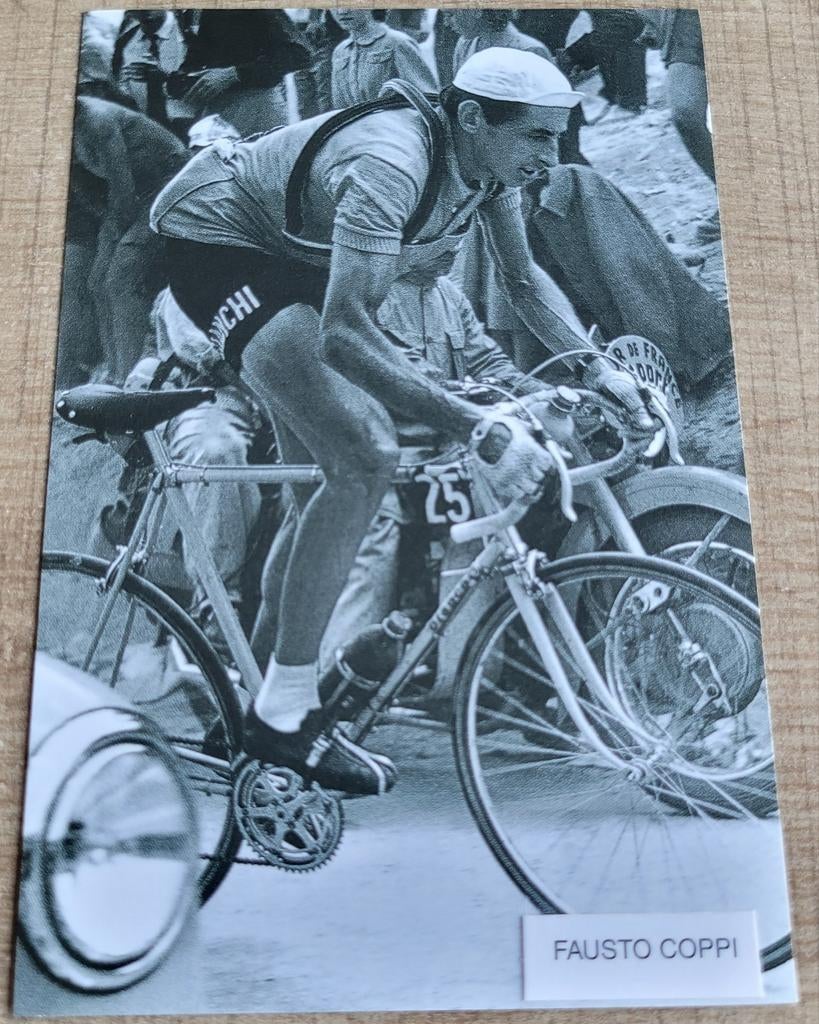 Wielrenner Fausto Coppi: oude fotoprent, Enlèvement ou Envoi, Utilisé, Affiche, Image ou Autocollant